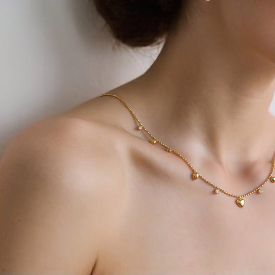 Love Pendant Necklace S925 Silver Gold Plated - Geometry