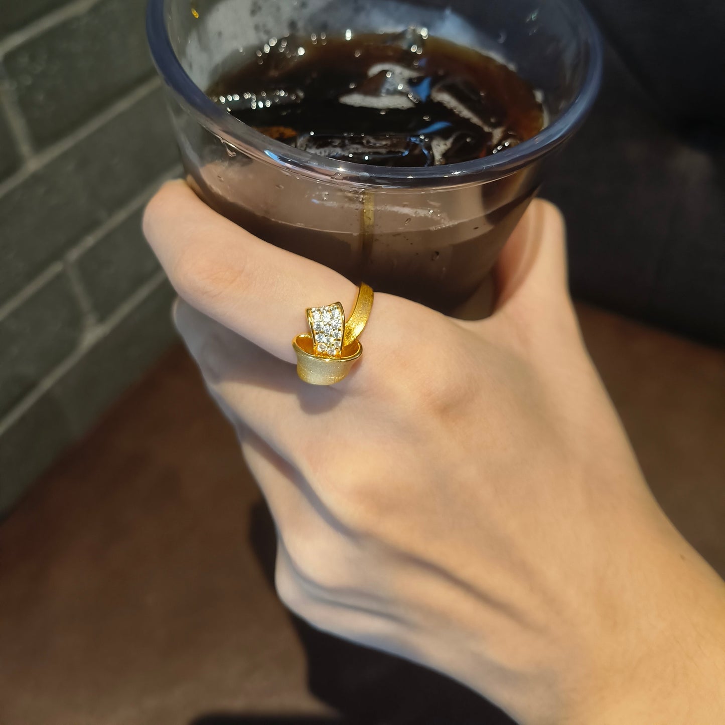 Double-sided Textured Ring S925 Silver Gold Plated-Folded Bow