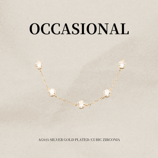 Simple Synthetic Cubic Zirconia Chain Bracelet S925 Silver Gold Plated