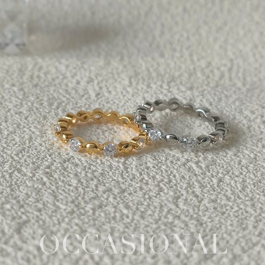 Two-tone Combination Round Bead Ring S925 Silver - Small Perfection