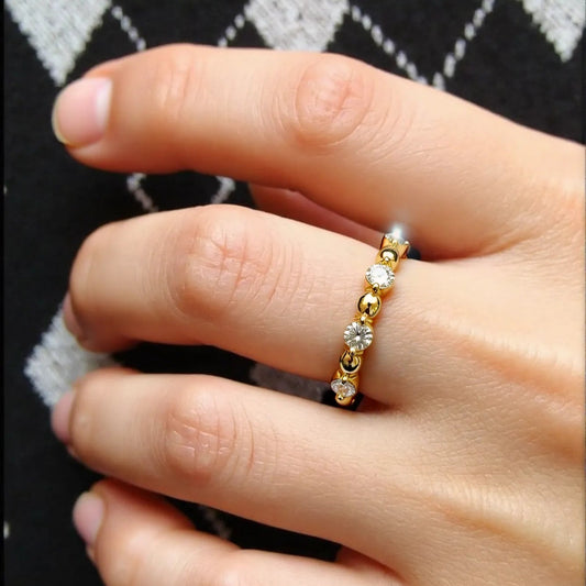 Round Bead Ring S925 Silver Gold Plated - Small Perfection