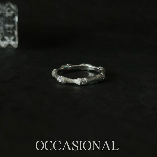 Chilly Bamboo Ring S925 Silver Rhodium Plated - Bone
