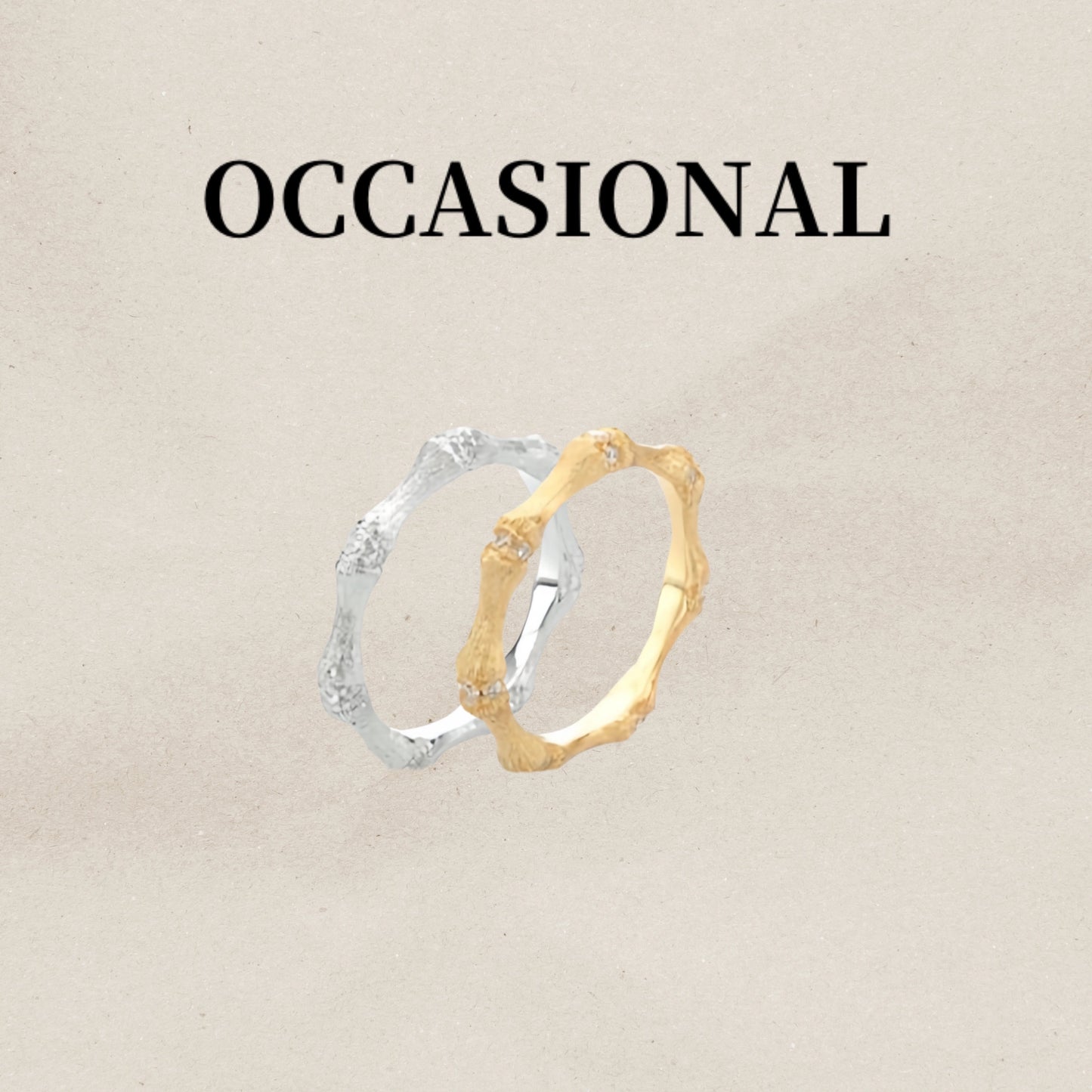 Gold and Silver Combination Stacking Ring - Bamboo