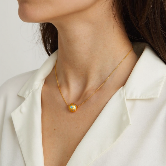 Ball Pendant Necklace S925 Silver Gold Plated - Galaxy Cube