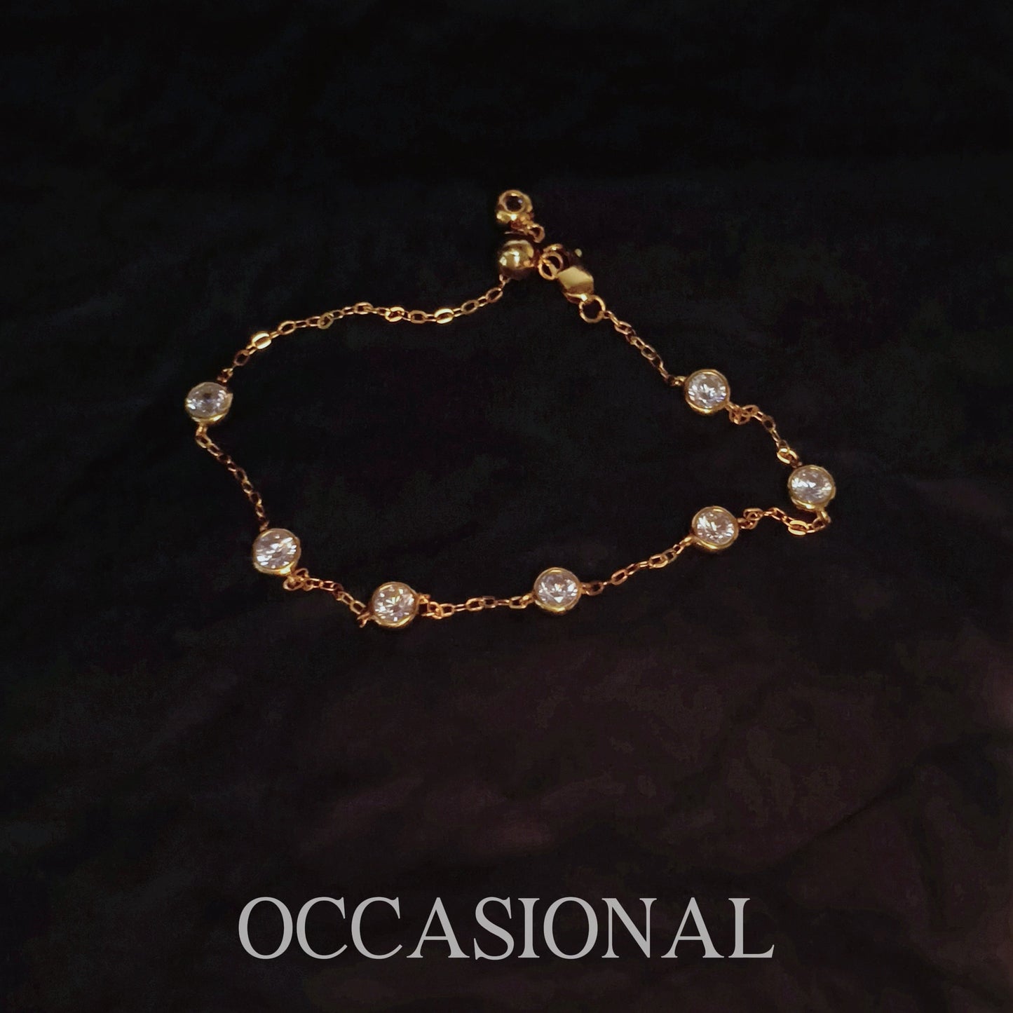 Simple Synthetic Cubic Zirconia Chain Bracelet S925 Silver Gold Plated