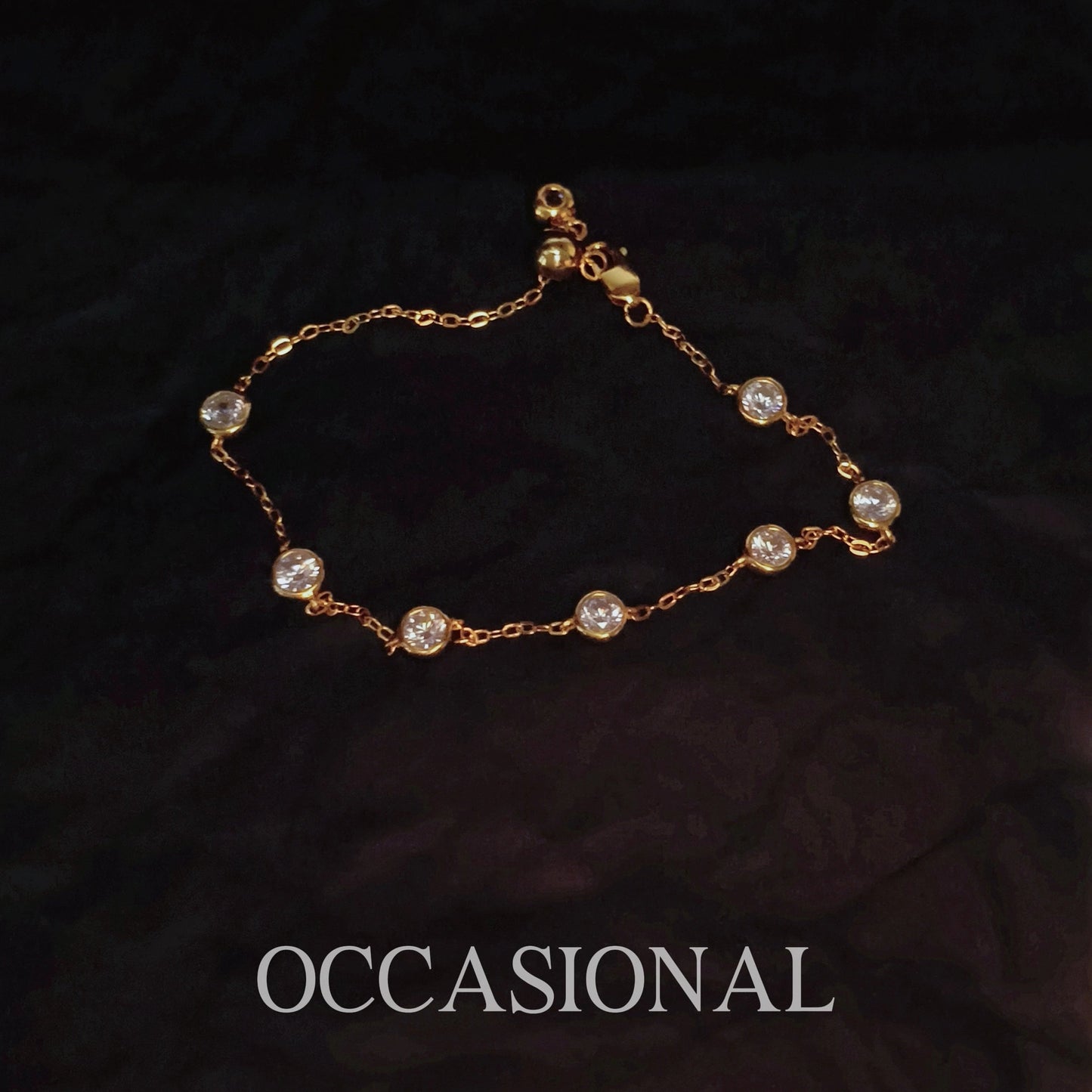 Simple Synthetic Cubic Zirconia Chain Bracelet S925 Silver Gold Plated