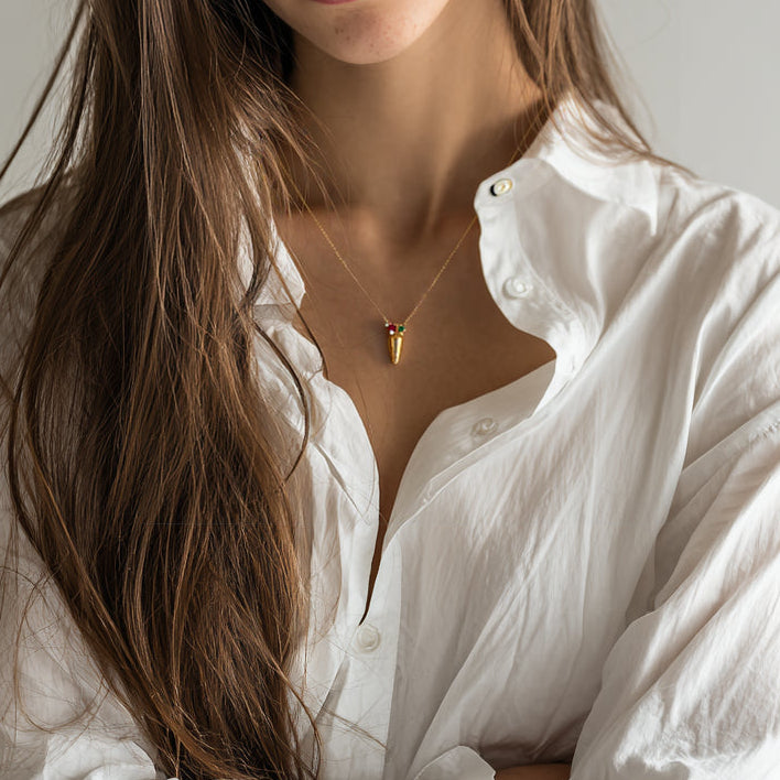 Carrot Pendant Necklace S925 Silver Gold Plated