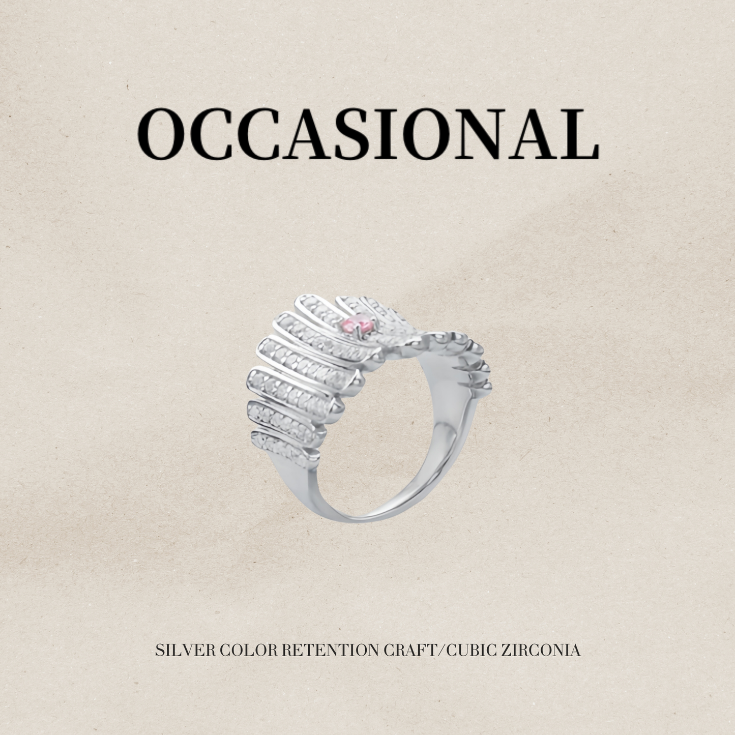 Vintage Wide Face Ring S925 Silver Rhodium Plated - Disco