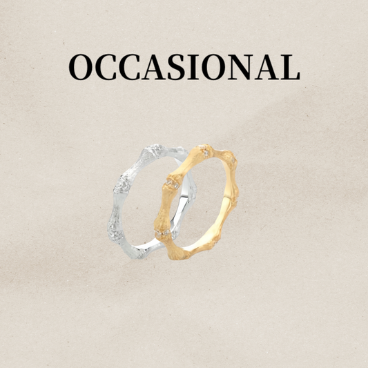 Gold and Silver Combination Stacking Ring - Bamboo
