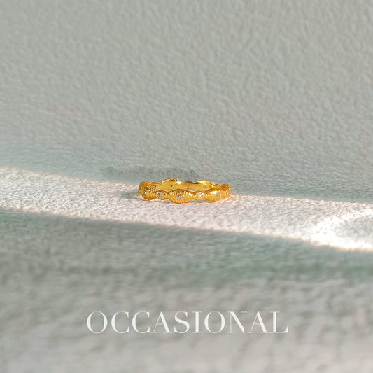 Wave Shape Simple Ring S925 Silver Gold Plated-Sunlight