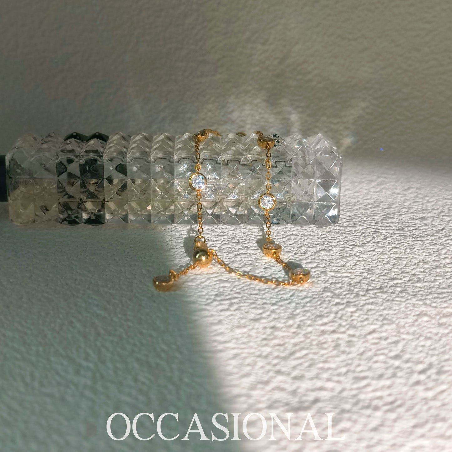 Simple Synthetic Cubic Zirconia Chain Bracelet S925 Silver Gold Plated
