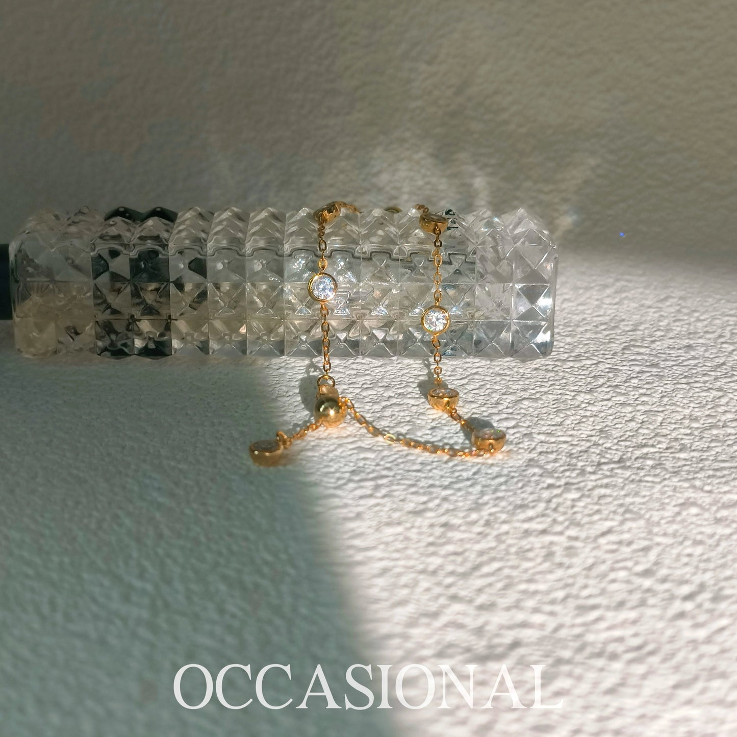 Simple Synthetic Cubic Zirconia Chain Bracelet S925 Silver Gold Plated