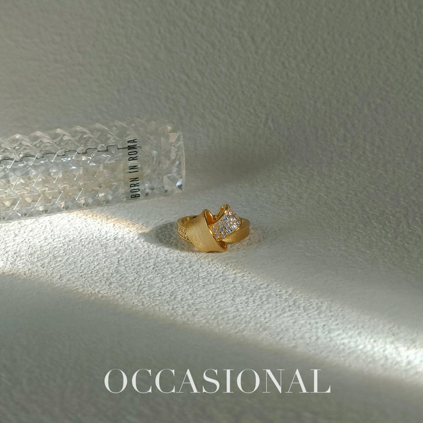 Double-sided Textured Ring S925 Silver Gold Plated-Folded Bow