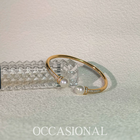 Highlight Bead Open Bracelet S925 Silver Gold Plated