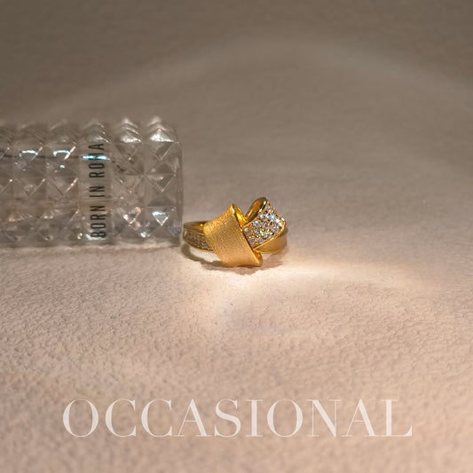 Double-sided Textured Ring S925 Silver Gold Plated-Folded Bow