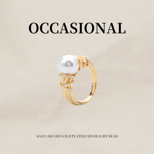 Highlight Bead Ring S925 Silver Gold Plated – Ocean