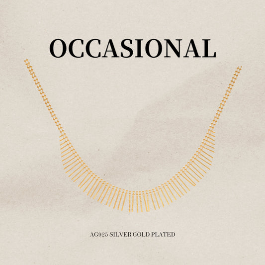 Tassel Necklace S925 Silver Gold Plated - Feather Silk