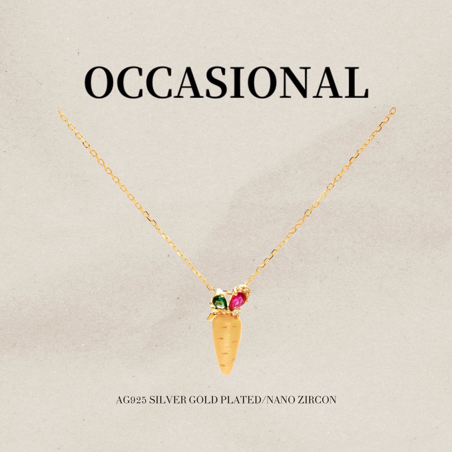 Carrot Pendant Necklace S925 Silver Gold Plated