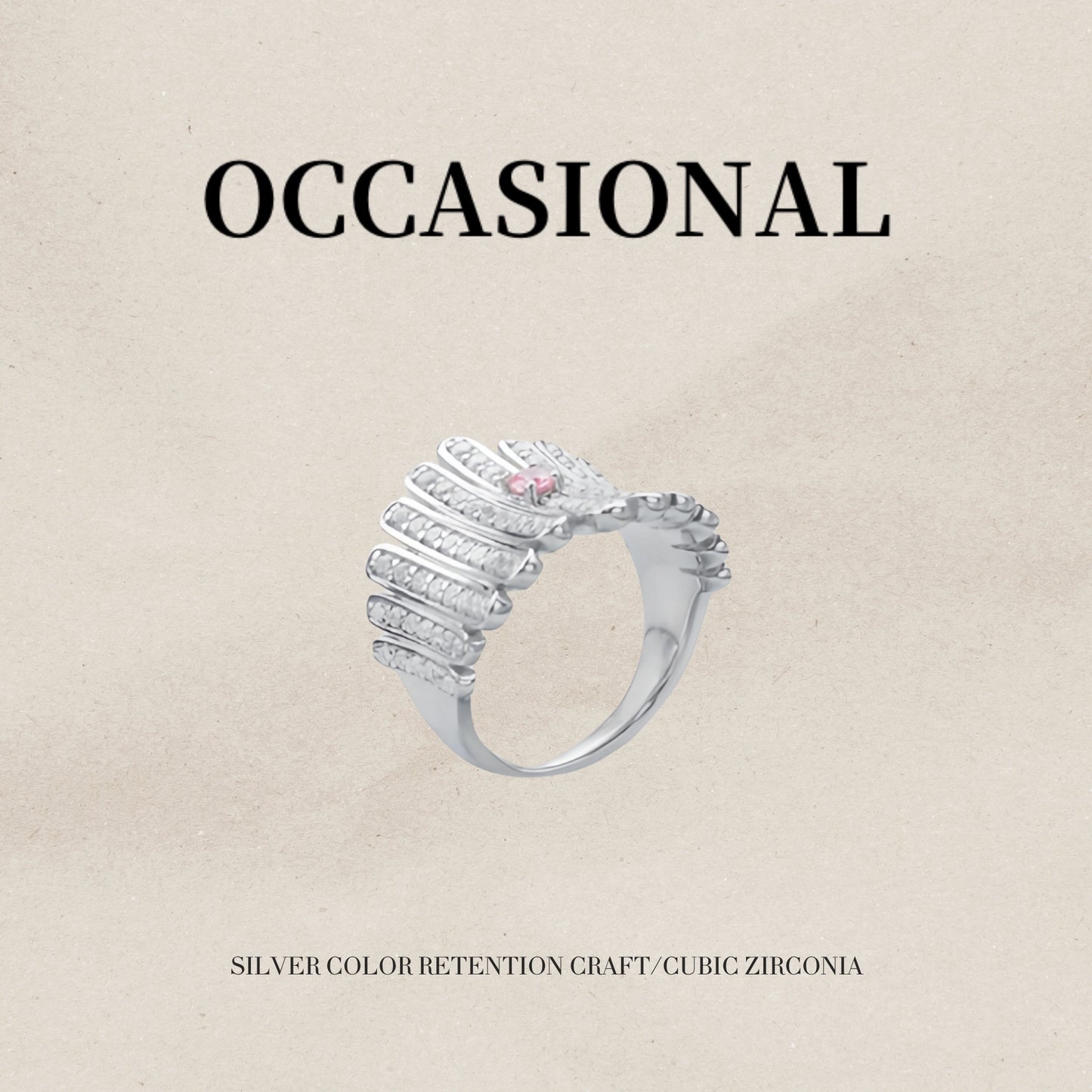 Vintage Wide Face Ring S925 Silver Rhodium Plated - Disco