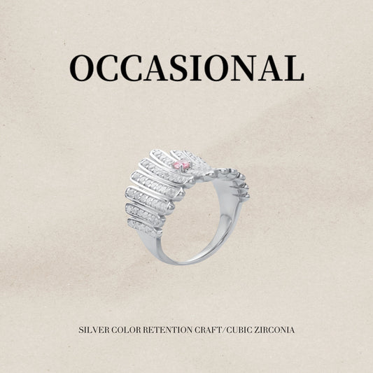 Vintage Wide Face Ring S925 Silver Rhodium Plated - Disco