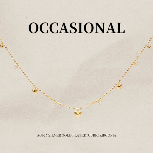 Love Pendant Necklace S925 Silver Gold Plated - Geometry