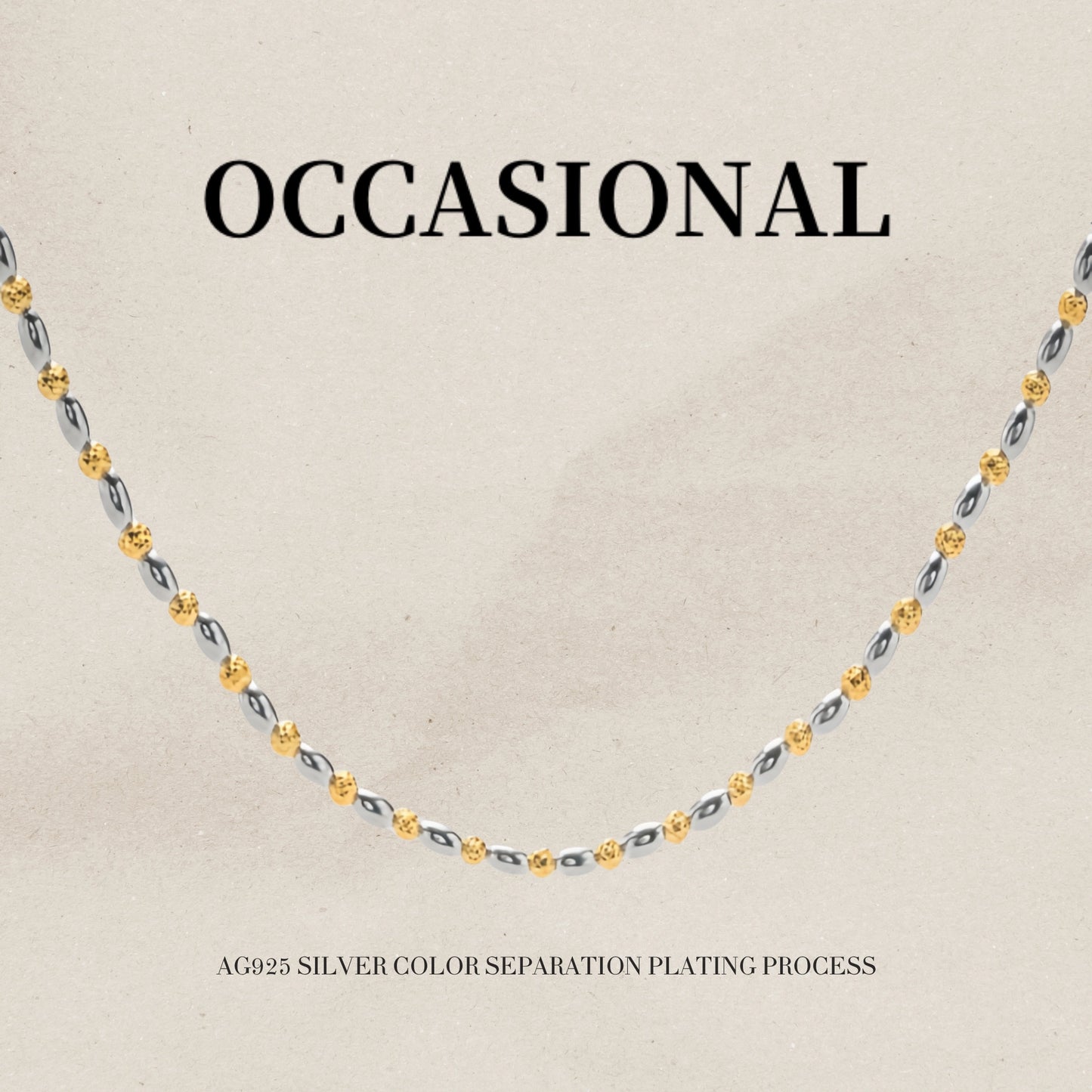 Gold And Silver Two-color Beads Necklace S925 Silver