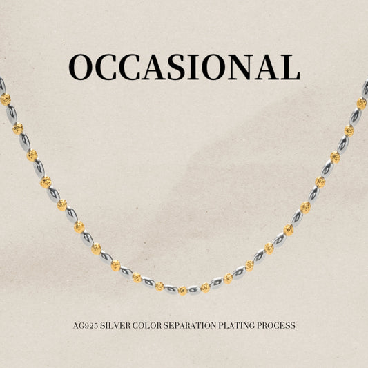 Gold And Silver Two-color Beads Necklace S925 Silver