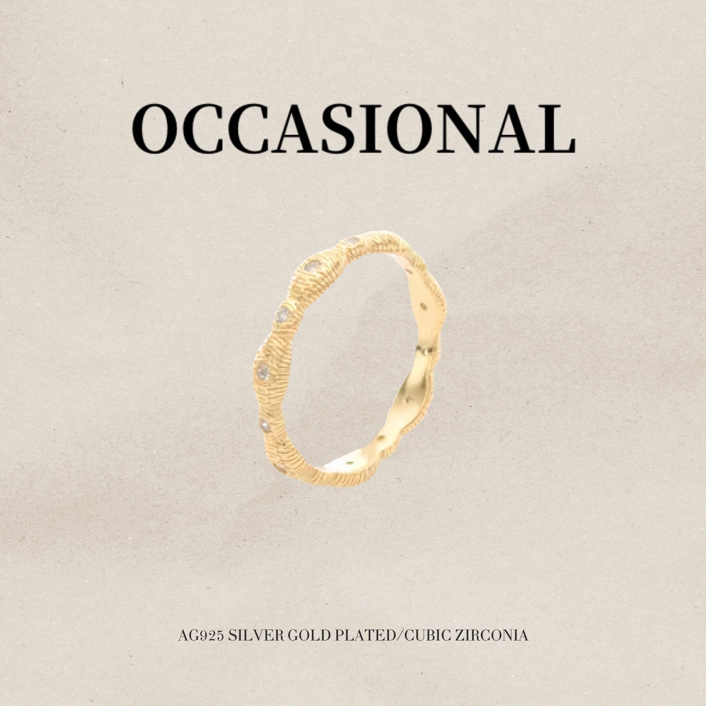 Wave Shape Simple Ring S925 Silver Gold Plated-Sunlight