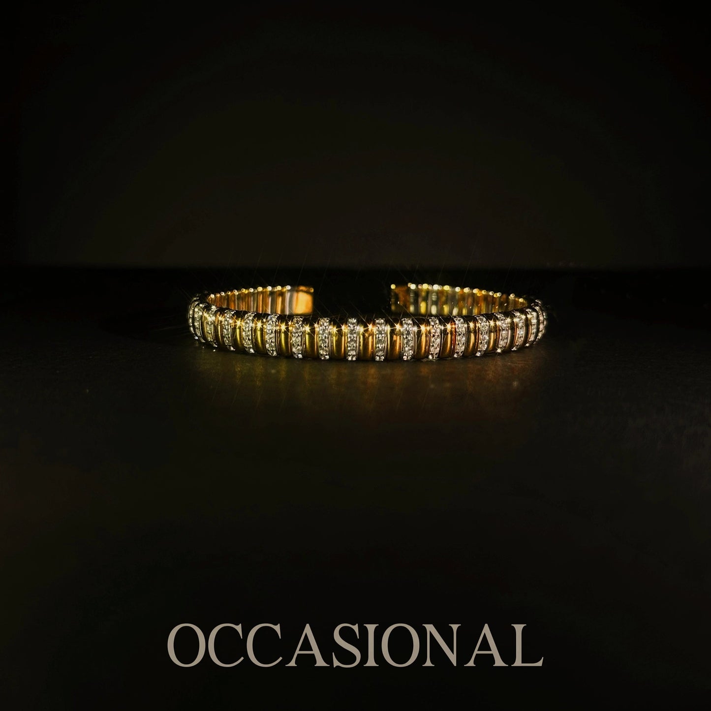 Gold and Silver Symphony Cuff Open Bangle S925 Silver