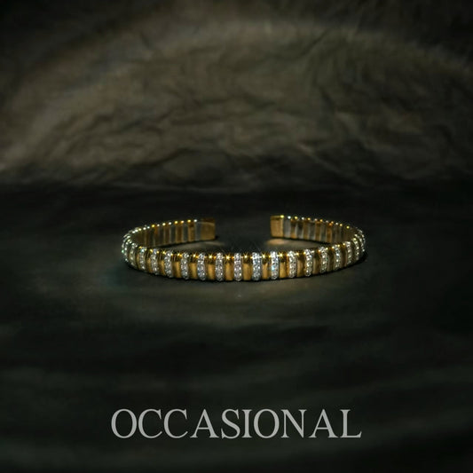 Gold and Silver Symphony Cuff Open Bangle S925 Silver