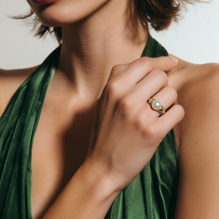 Highlight Bead Ring S925 Silver Gold Plated – Ocean