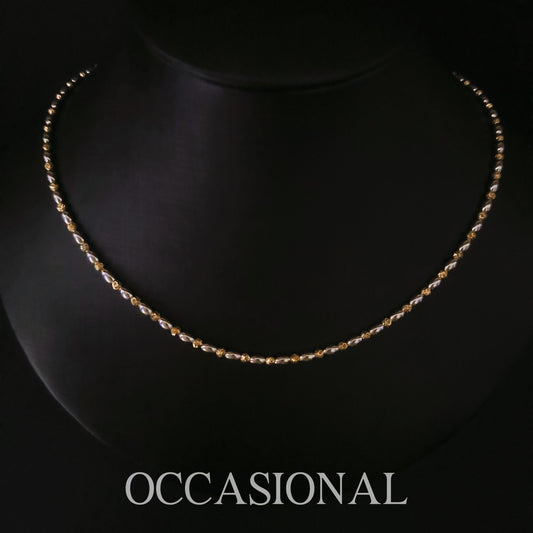 Gold And Silver Two-color Beads Necklace S925 Silver