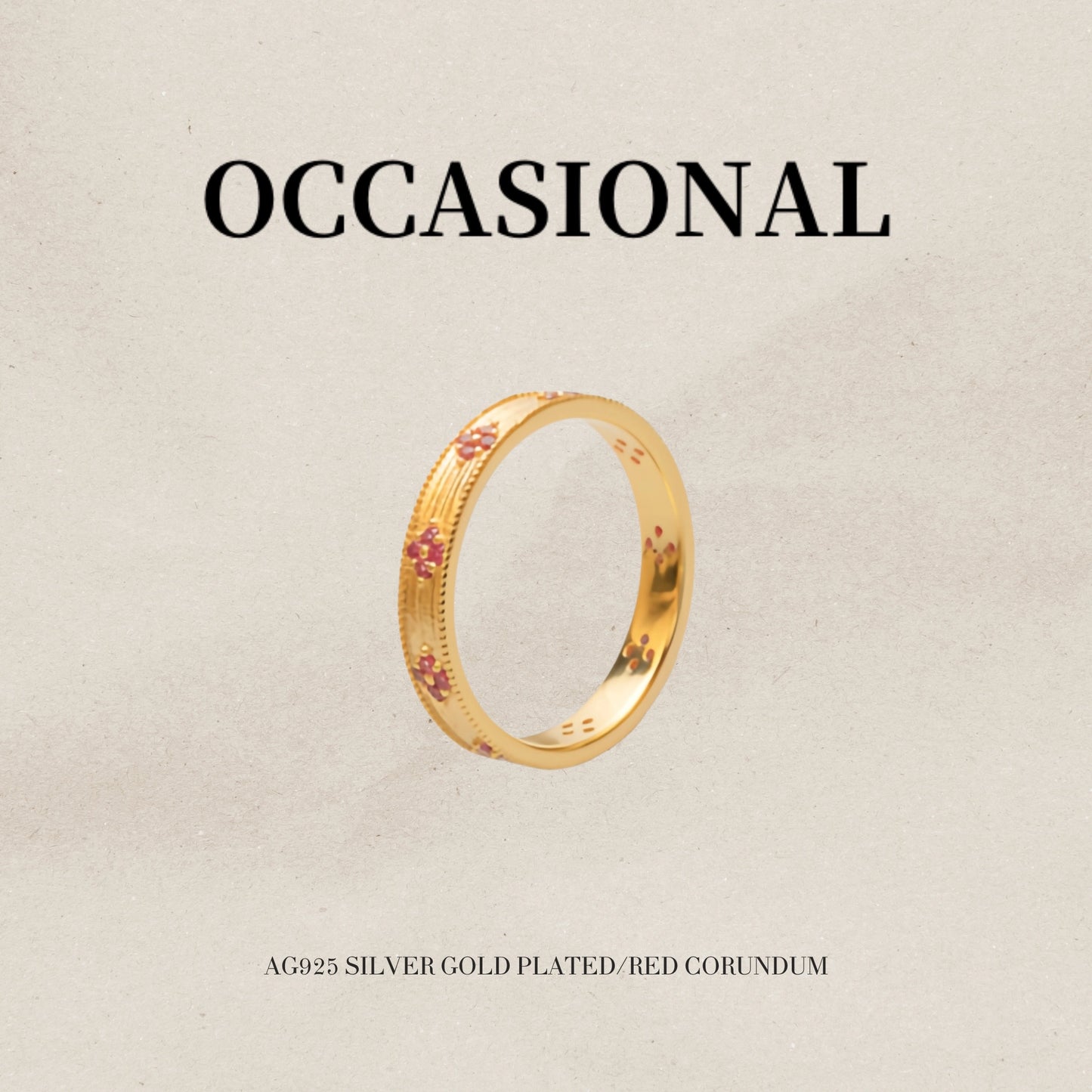 Classic Retro Brushed Ring S925 Silver Gold Plated - Plum Blossom